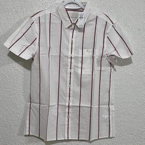 White Medium American Eagle Poplin Short Sleeve Button-Up Shirt